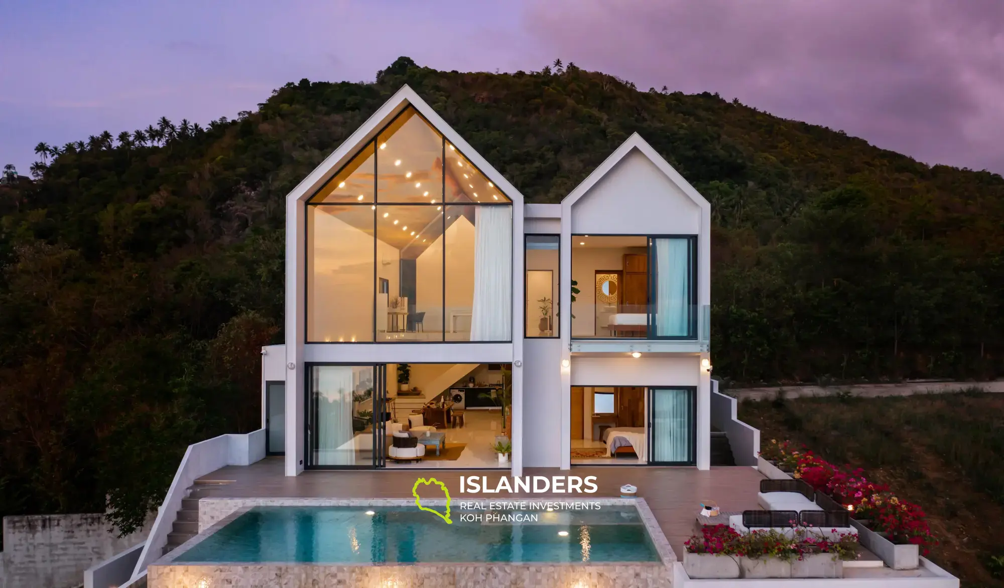 Wunderschöne Poolvilla mit 3 Schlafzimmern und Meerblick bei Sonnenuntergang und Solaranlage auf Koh Samui