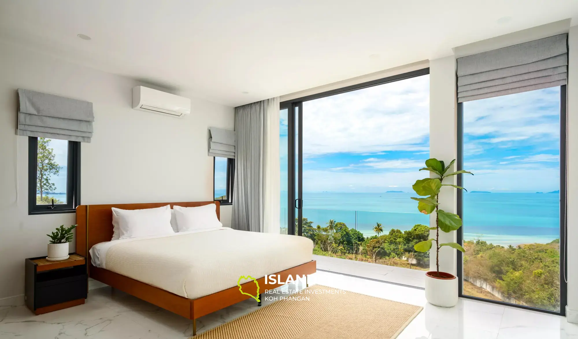 Magnifique villa de 3 chambres avec piscine et vue sur la mer au coucher du soleil avec système solaire à Koh Samui