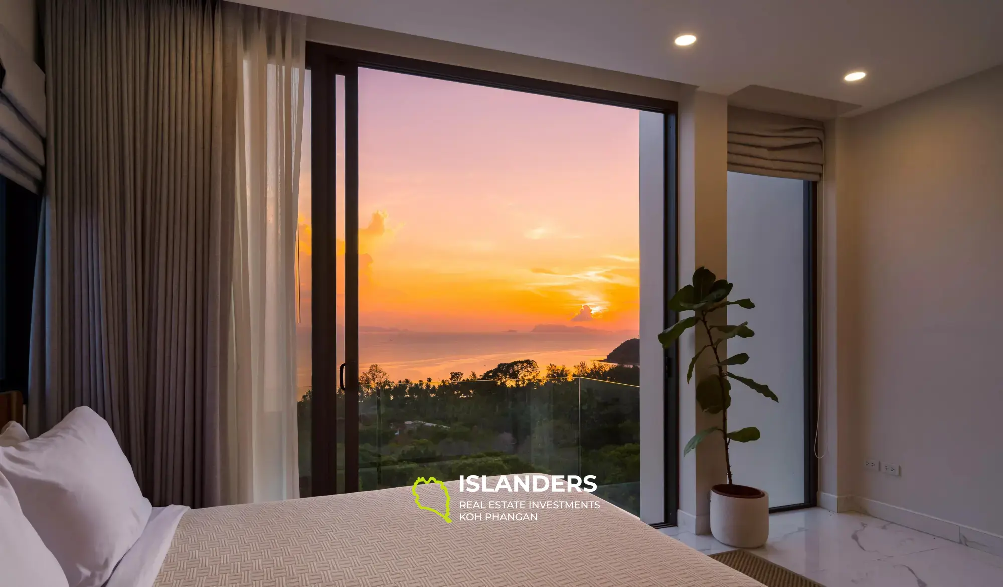 Magnifique villa de 3 chambres avec piscine et vue sur la mer au coucher du soleil avec système solaire à Koh Samui