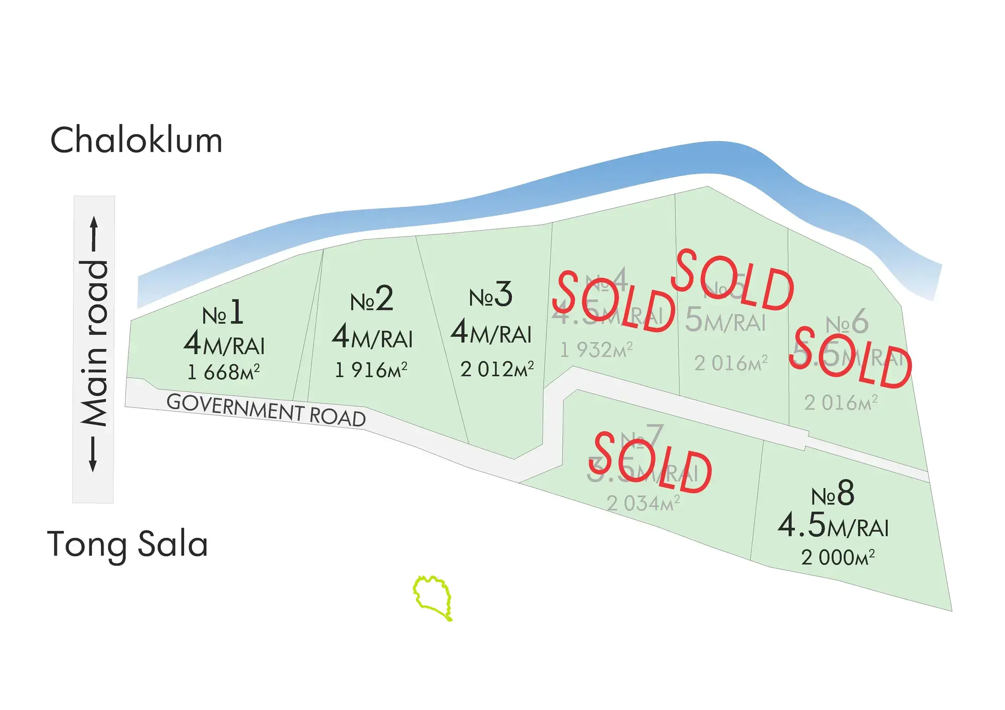 Exclusive Land Parcel in Chaloklum, Plot 3: Nestled Between Two Hills with Ample Access to Mountain River