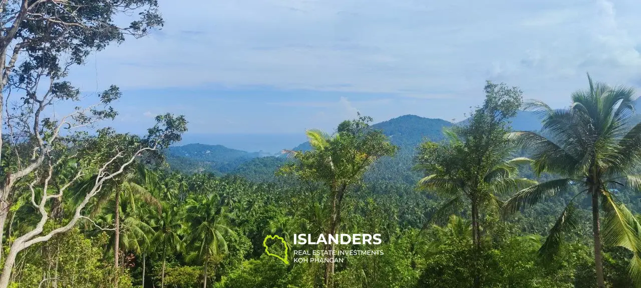 Grand terrain avec vue sur la mer au sommet des collines de Haad Yao