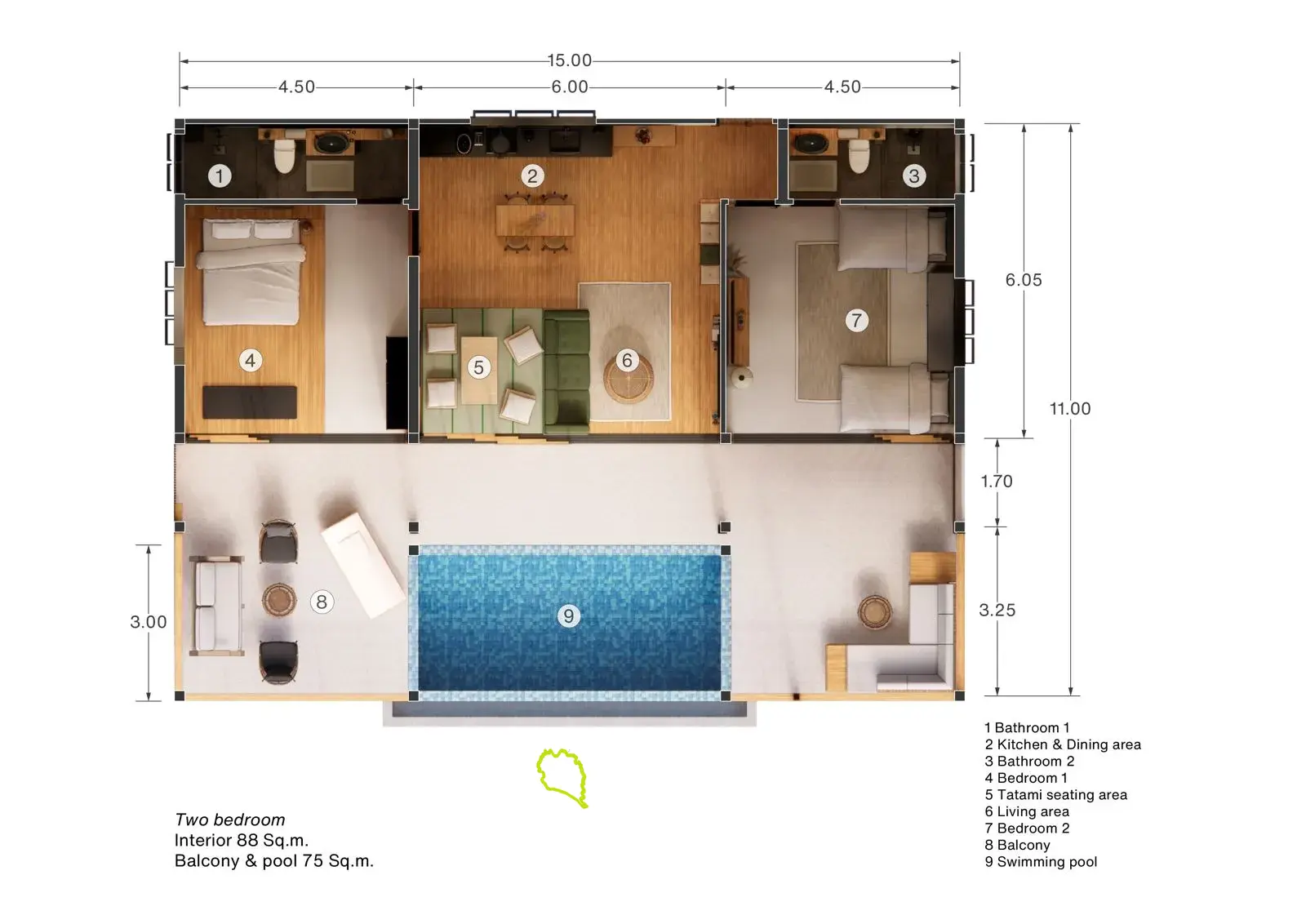 2BR + 1-Zimmer-Villa mit atemberaubendem Meerblick auf Haad Thong Lang, Koh Phangan