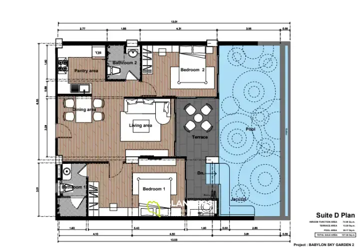 Suite luxueuse de 2 chambres avec piscine privée dans une résidence idyllique